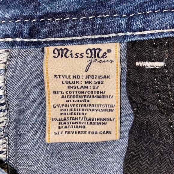 MISS ME Signature Ankle Skinny Bling Pocket Denim Jeans Size 28 - Picture 2 of 14